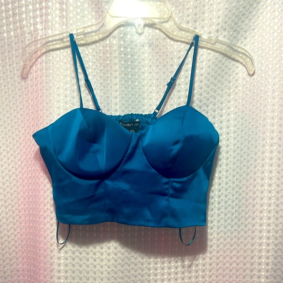 Sincerely Jules Women's Sleeveless Crop Top Shiny Blue Size Small EUC - Picture 1 of 4
